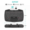 Black wireless mini keyboard with USB receiver on desk