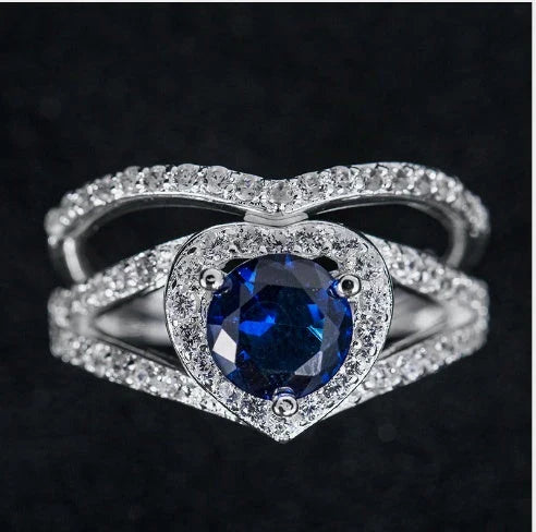 Heart-shaped diamond ring with 18k platinum plating, available in multiple colours and sizes