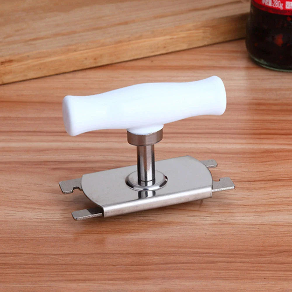 Adjustable stainless steel bottle opener with white PP handle