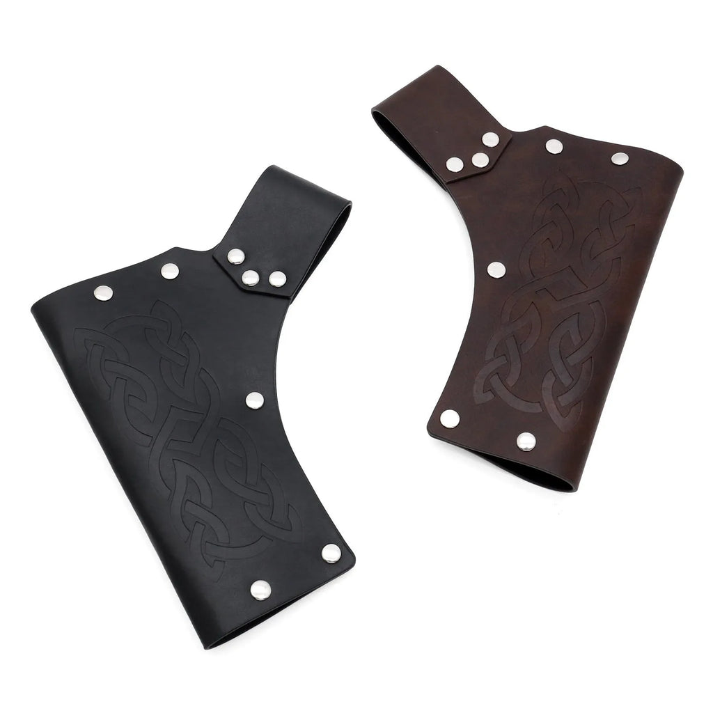 Medieval knight PU leather belt three-piece set in black for COSPLAY costume