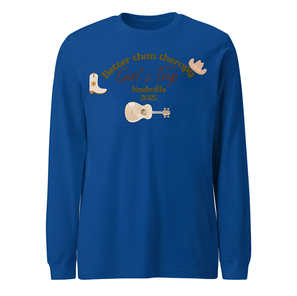 Blue men's loose fit sweater with white letter pattern printing and round neck pullover design