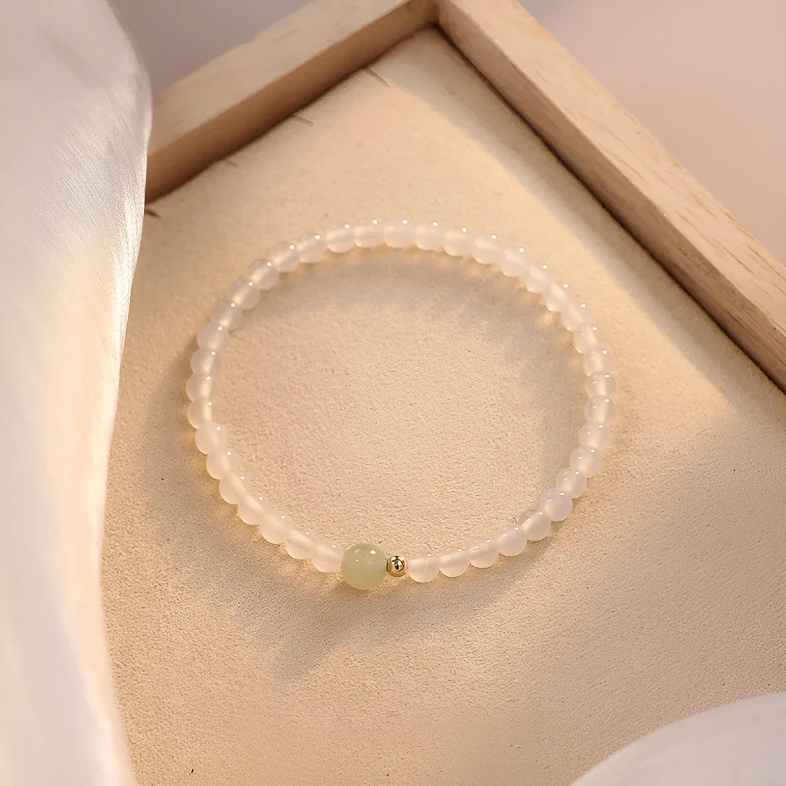 Natural Hetian jade white agate women's bracelet with fixed 15cm length