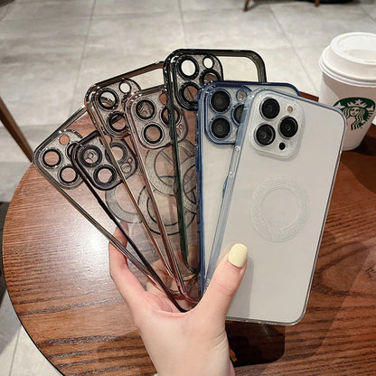 Electroplated TPU iPhone case with built-in lens protection in various colours