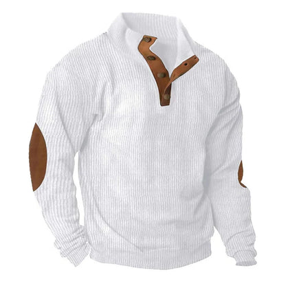 Corduroy casual stand collar long-sleeved sweater in various colours