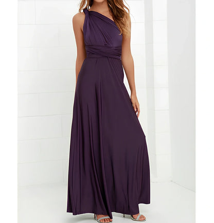 Women's khaki multiway bandage maxi dress with long straps, backless lace design, floor-length 158cm swing skirt in polyester milk silk