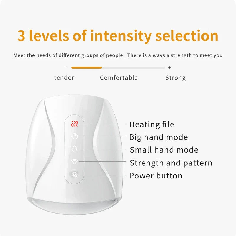 Electric mouse hand massage instrument with heating function, white colour, compact size 24x13cm