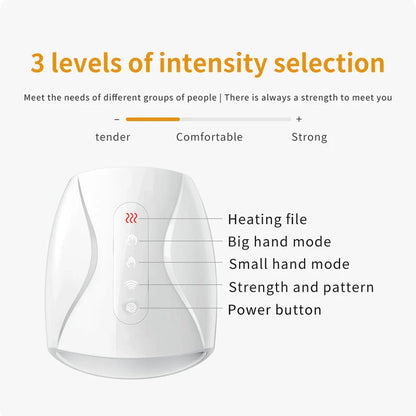 Electric mouse hand massage instrument with heating function, white colour, compact size 24x13cm