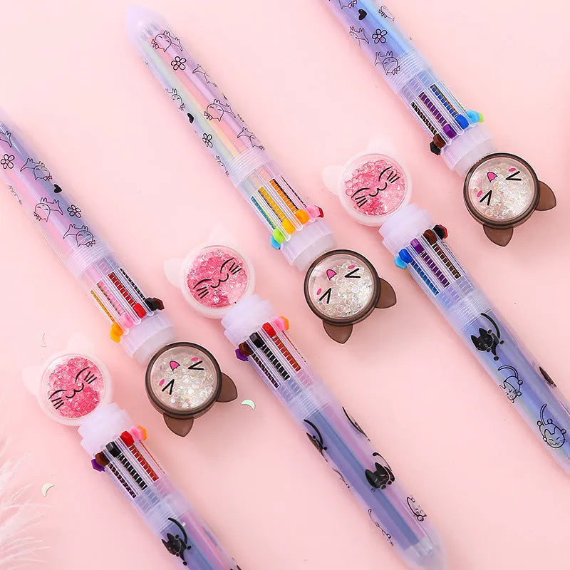 Cute cat design press-type mechanical pencil showing 15cm length and 0.5mm specification