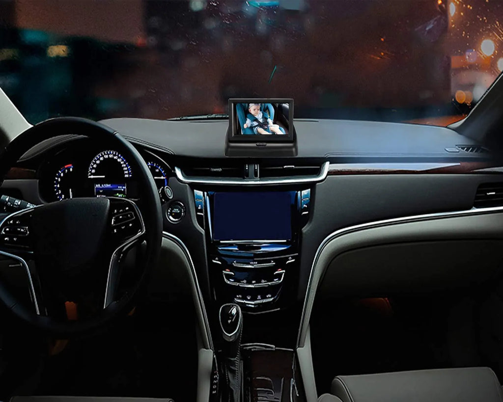 Black plastic car reversing display with 4.3 inch TFT screen, model CLT-509-1, for small car use