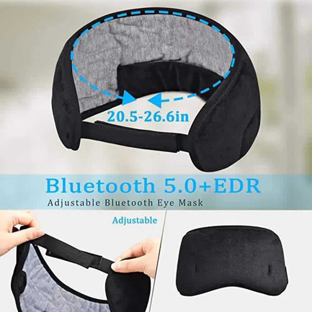 Bluetooth 5.0 wireless headband with built-in sleeping eye mask for music, calls, and relaxation