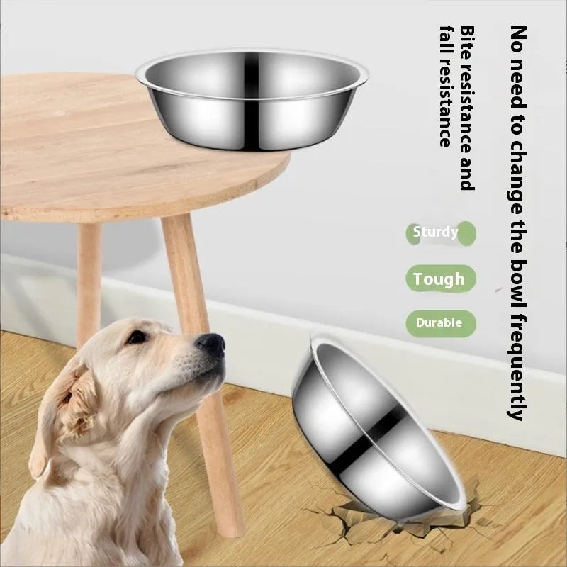 Stainless steel pet bowl in five sizes from 13cm to 22cm for cats and dogs.