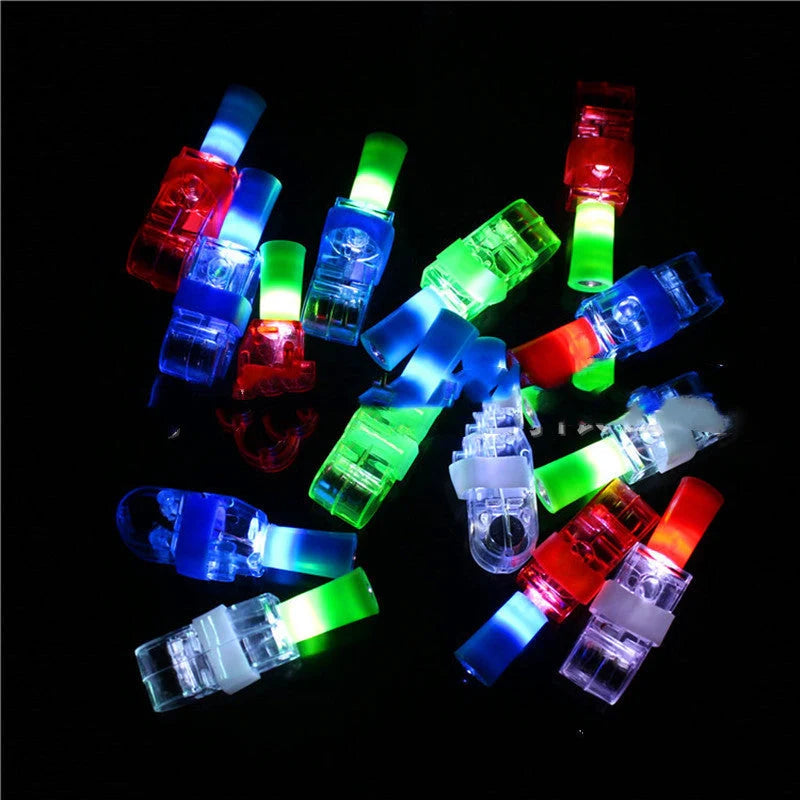 LED Finger Light Ring projecting cartoon patterns at a kids' party