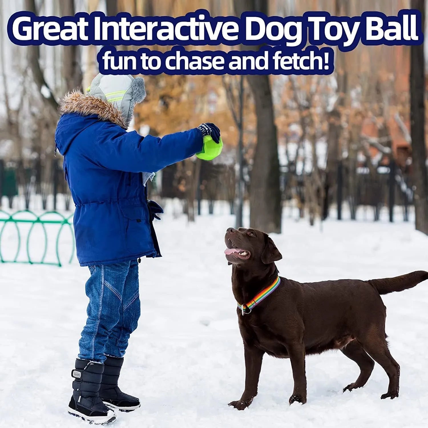Green natural rubber squeaky chew ball dog toy for large breed aggressive chewers
