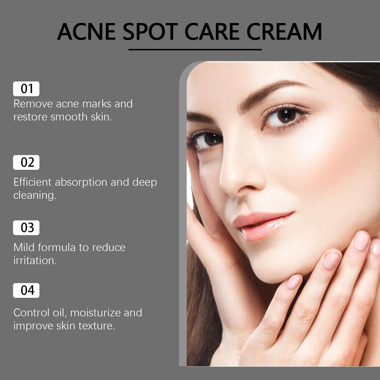 15g tube of acne removing face cream with mint leaf, tea tree oil, and aloe leaf ingredients