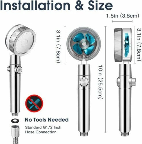 Modern minimalist shower head with high-pressure design and water-saving micro nozzles