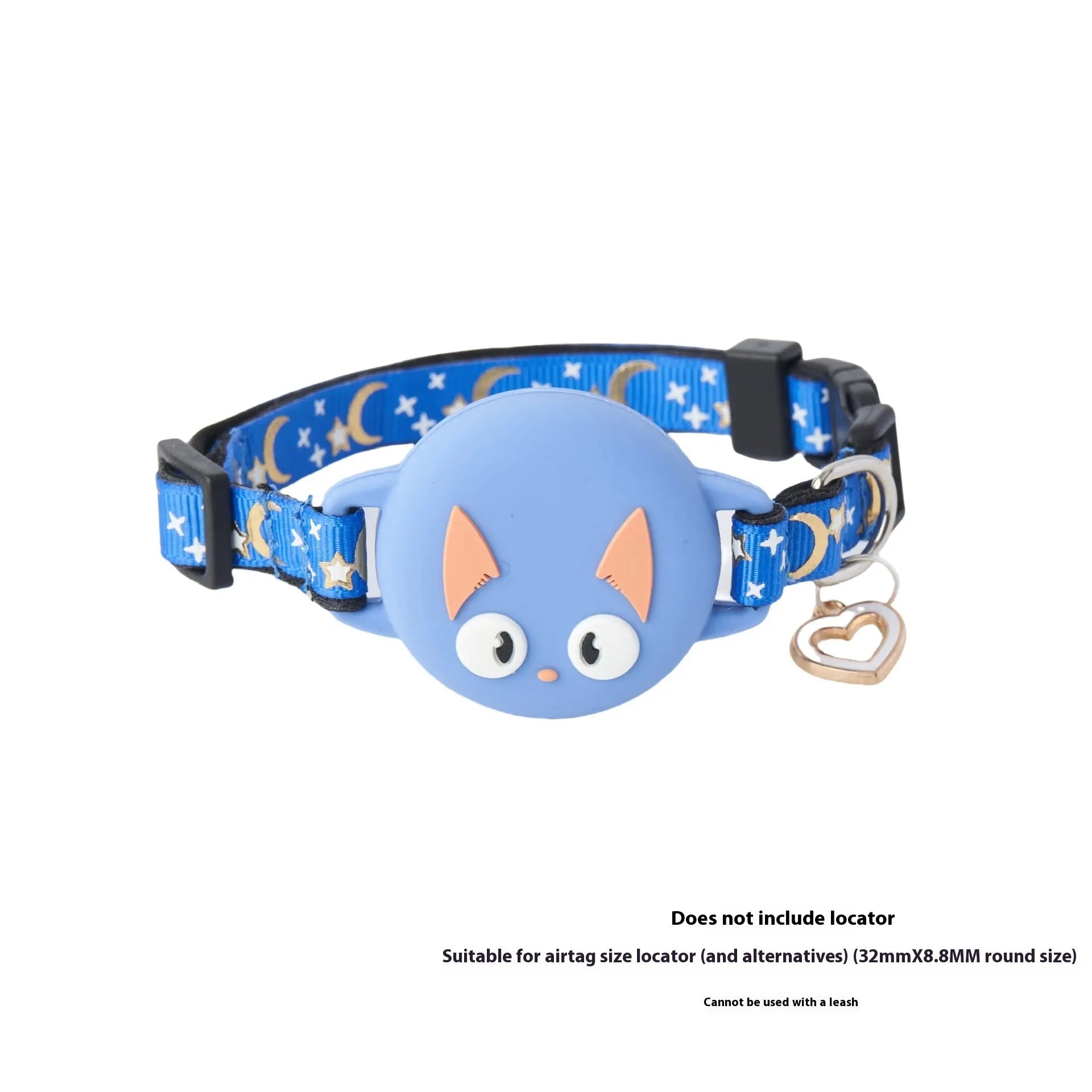 Silicone Apple AirTag protective case attached to an adjustable cat collar in light green.