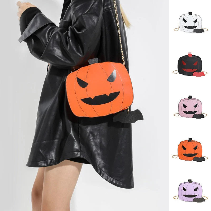 Halloween Cartoon Pumpkin Shoulder Bag in various colours with chain strap
