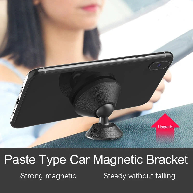 Universal magnetic car phone holder with lychee pattern design in black