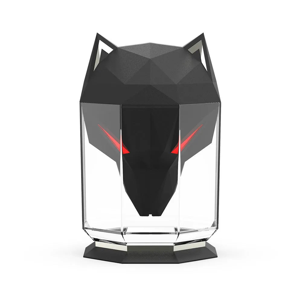War Wolf desktop ultrasonic humidifier with chrome finish and colourful LED lights.