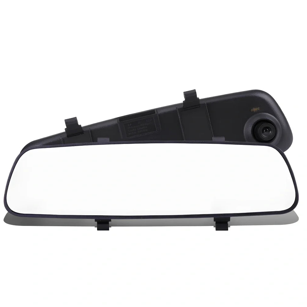1080P HD rearview mirror driving recorder with 30cm x 8cm size, dual lenses, and motion detection display