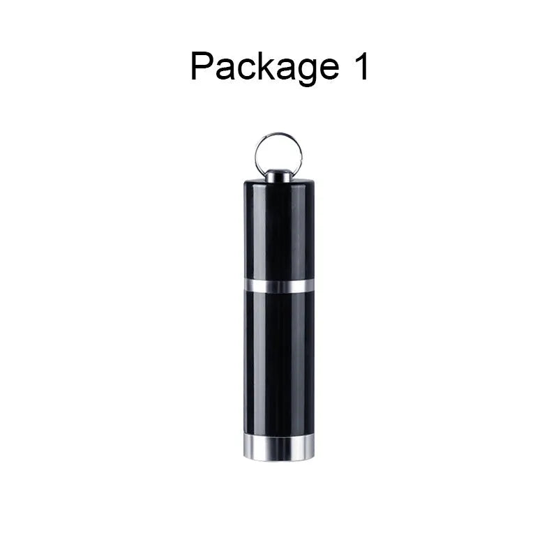 Black Amoi A1 metal digital voice recorder with headset on a plain background