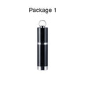 Black Amoi A1 metal digital voice recorder with headset on a plain background