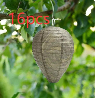 Paper beehive honeycomb lantern in photographic colour, 22cm wide by 28cm high.