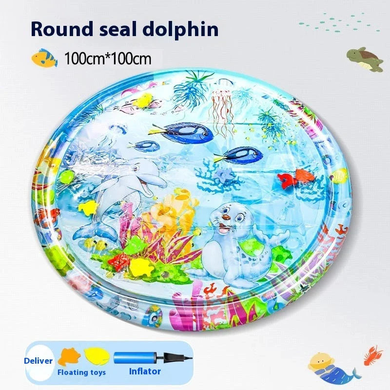 Chilled pet cooling water mat with ocean-themed designs for dogs and cats to stay cool and comfortable in summer