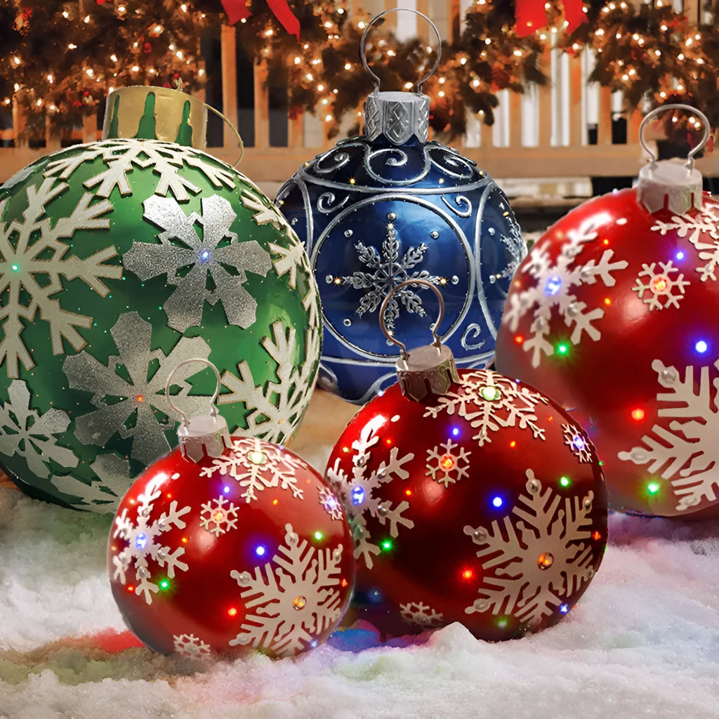 60cm diameter PVC inflatable Christmas decoration ball in multicolour options for outdoor festive displays