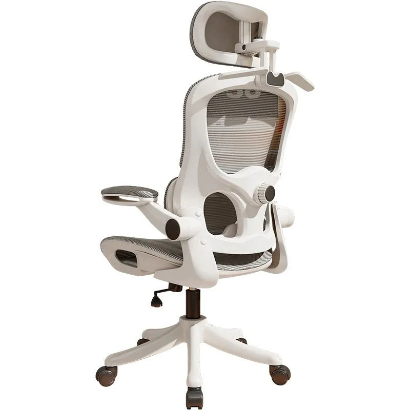 Ergonomic mesh office chair with waist support and 3D headrest, black frame black net