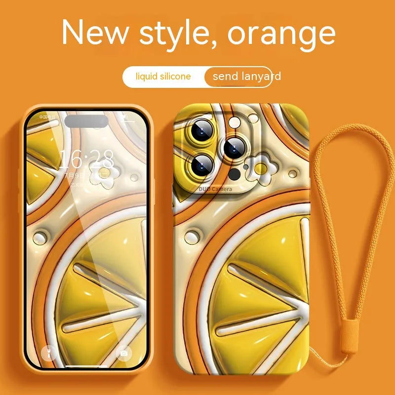 Three-dimensional mango silicone phone case for Apple iPhone in colour Mango