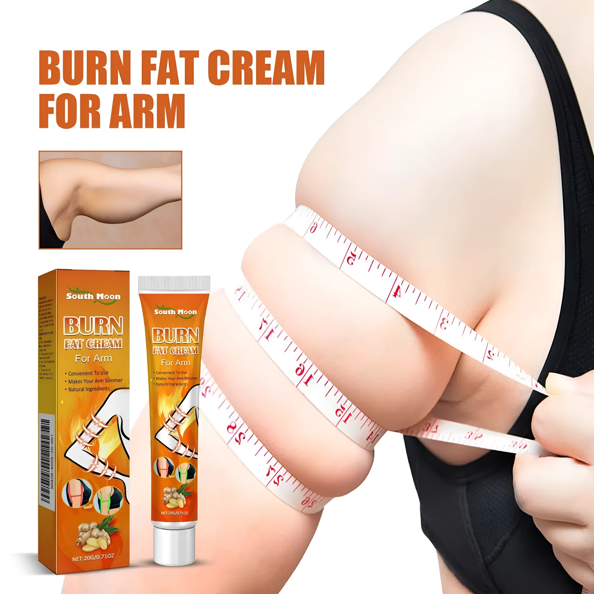 20g tube of body firming massage cream with ingredients like Sophora flavescens and ginger.