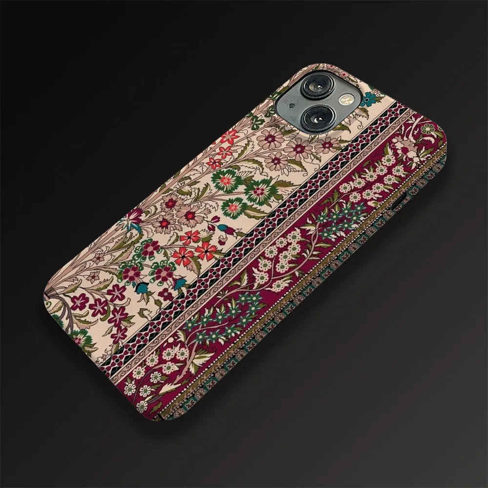 Advanced Pattern Plaid Phone Case for iPhone with anti-fingerprint and floral print back cover