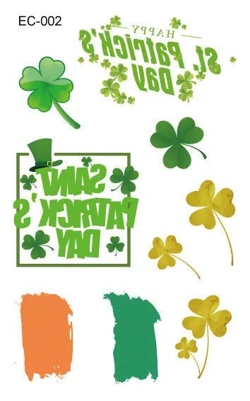 Water transfer tattoo sticker paper with Saint Patrick's Day clover design for face and flag decoration.