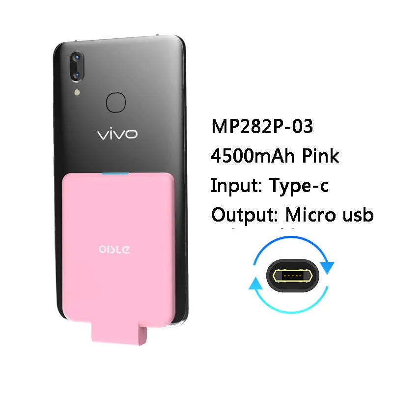 MP282P 4500mAh back clip battery pack in black white blue pink and red colour options