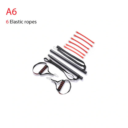 Body workout trainer bar with 100cm pole, adjustable emulsion resistance bands and rubber buckles for home strength exercises