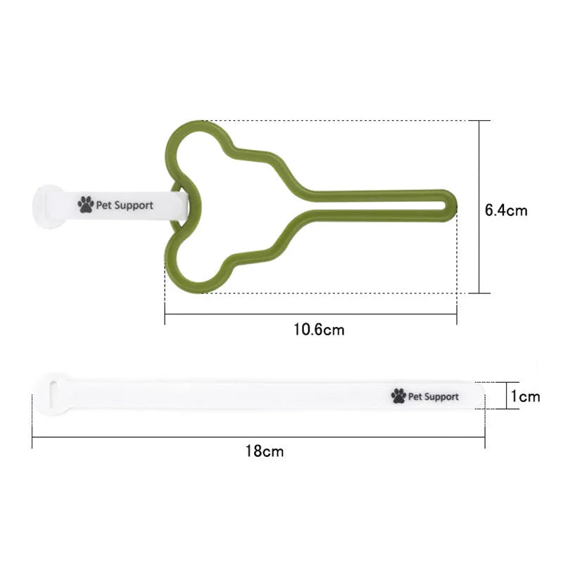 Dog poop bag holder with hands-free clip and hook and loop fastener for leash attachment
