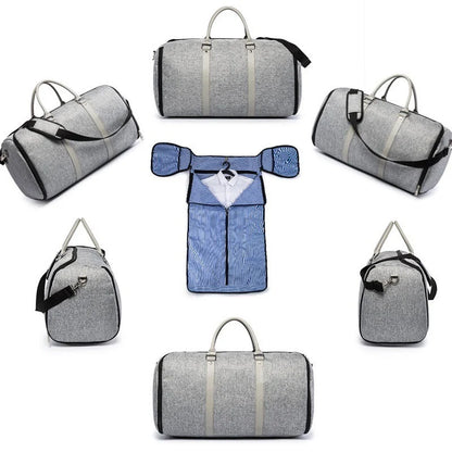Large-capacity multi-function suit bag for gym and leisure, available in black and grey