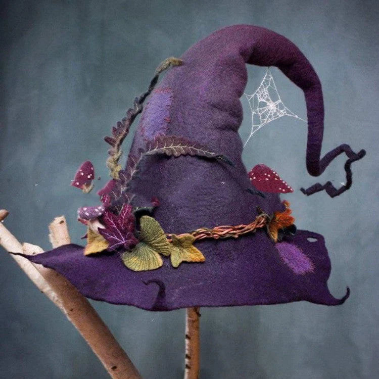Handmade merino wool witch hat in various colours for Halloween and cosplay