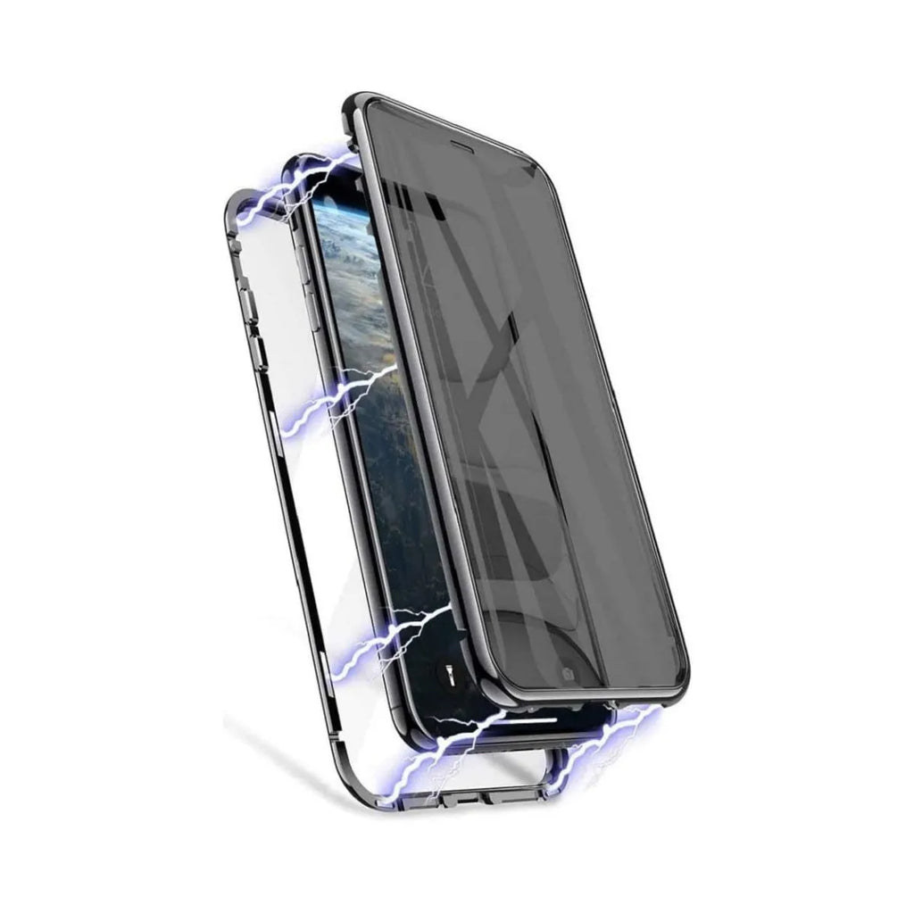 Peep-proof phone case for Samsung Galaxy S25 in Black with double-sided glass and metal frame