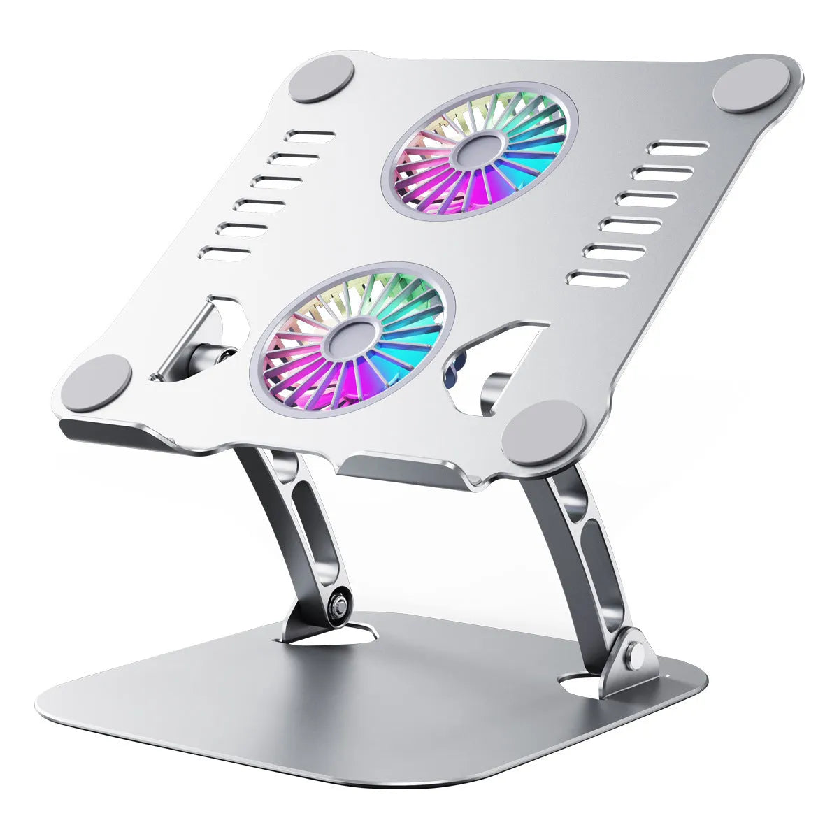 Aluminium alloy foldable laptop cooling bracket in silver, dimensions 30x26x5.5cm