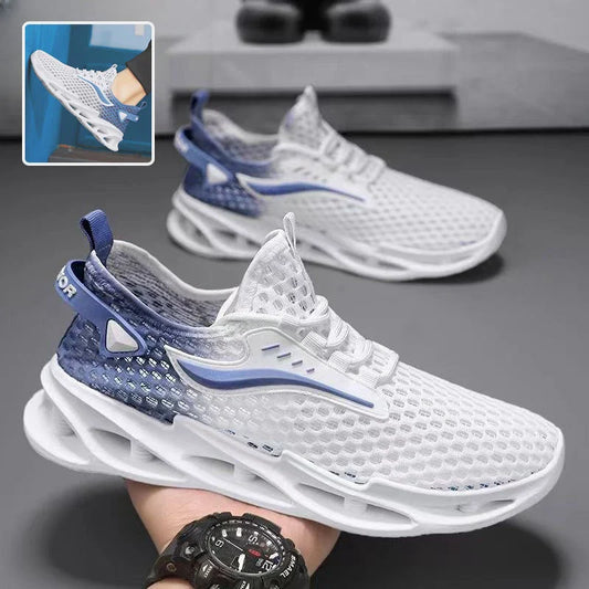 Breathable mesh lace-up sneakers in various colors and sizes for men's casual and athletic wear