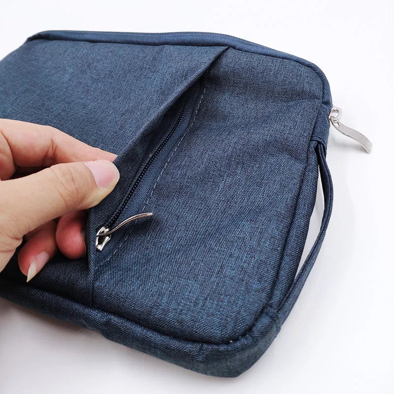 Canvas handbag style protective case for a Pro 12.9 tablet in grey colour.