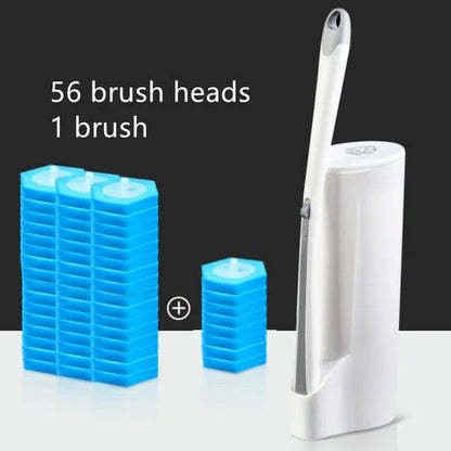 Disposable toilet brush with plastic handle and sponge head for hygienic cleaning