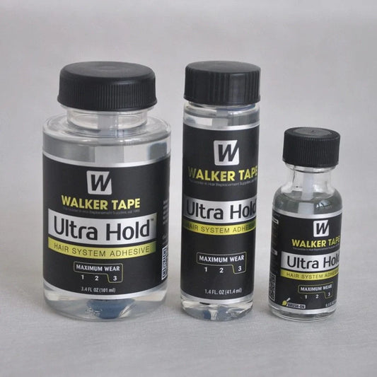 Black wig adhesive tape container with invisible strong-hold formula for hairpiece attachment