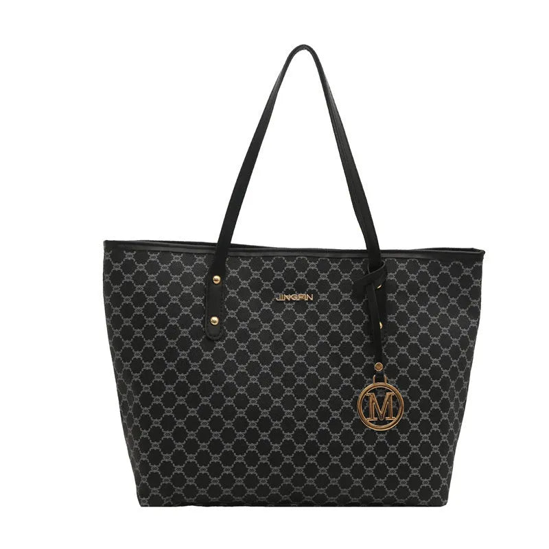 Western style black PU leather shoulder bag with sewing thread details and polyester lining.