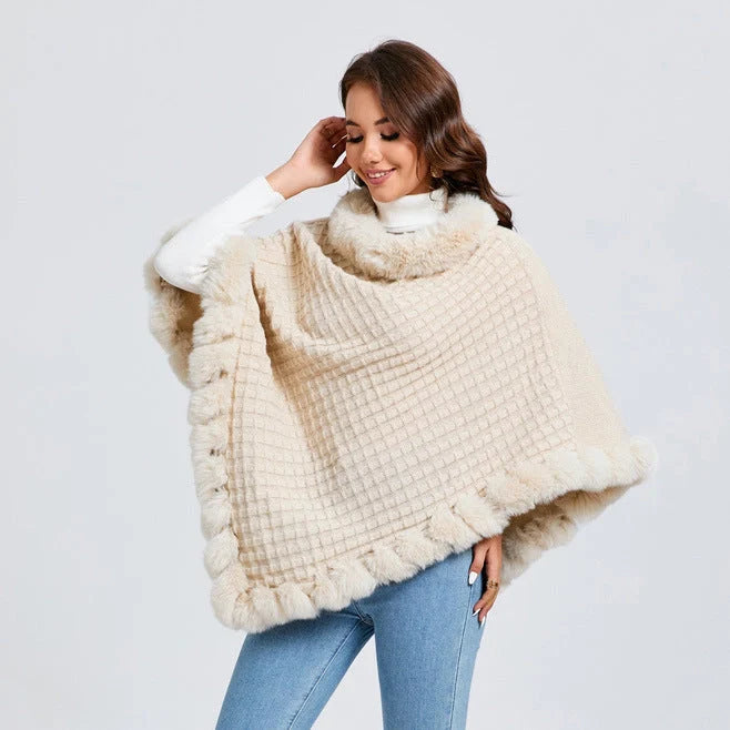 Rex Rabbit Fur Collar Shawl Cape in various colours