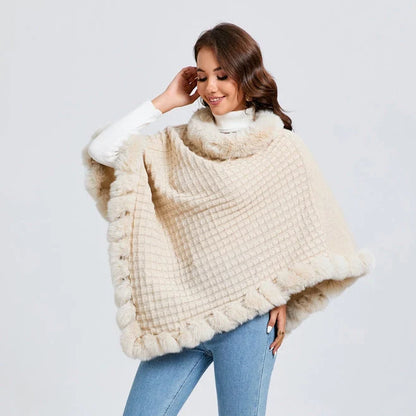 Rex Rabbit Fur Collar Shawl Cape in various colours