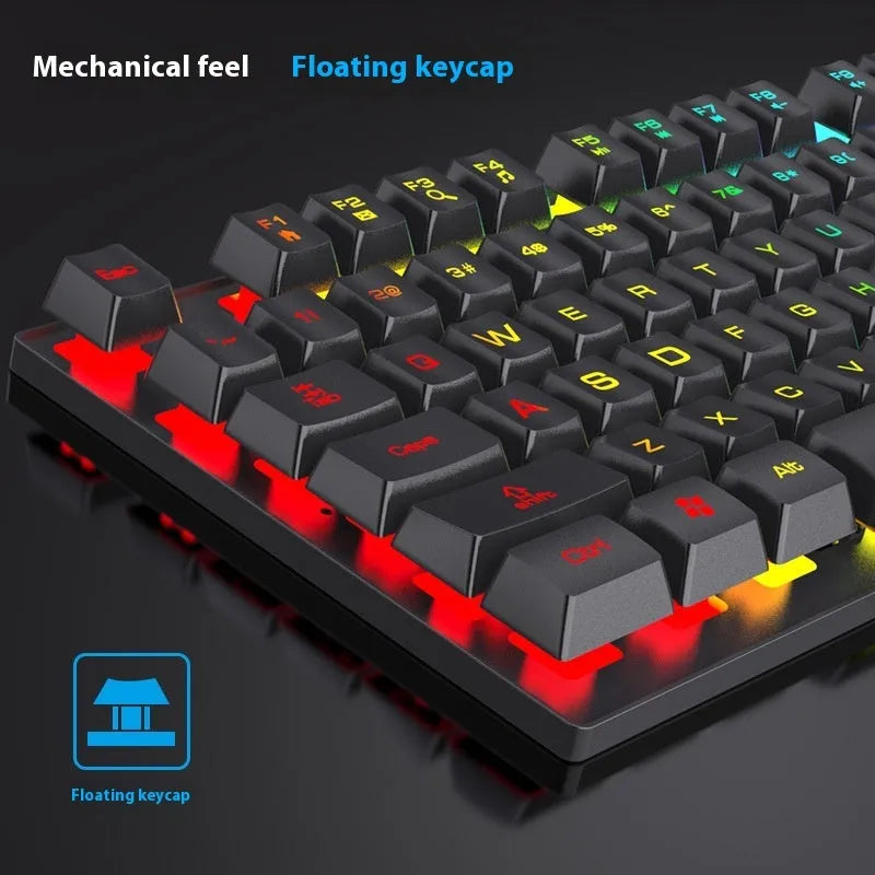 Black 104-key backlit gaming keyboard and mouse combo with USB connectivity