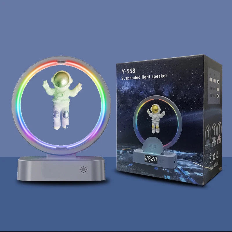 Magnetic Levitation Bluetooth Speaker with dynamic RGB lighting and multi-functional features